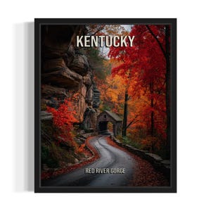 Kentucky Red River Gorge States Art Print, Living Room Wall Art Poster, Original Painting Artwork Decor