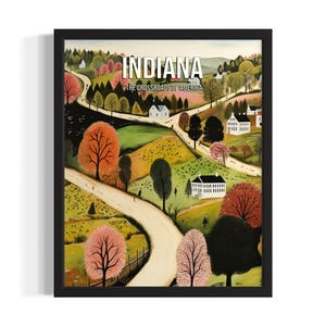 Indiana Landscape State Park States Art Print, woonkamer muurkunstposter, origineel schilderij artwork decor