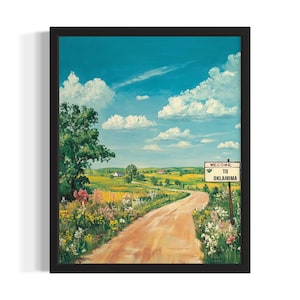 Oklahoma Welcome States Poster Art Print, Living Room Wall Art Poster, Original Painting Artwork Decor