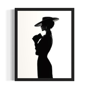 Fashionista silhouette Fashion Black and White Poster Art Print, Living Room Wall Art Poster, Original Painting Artwork Decor