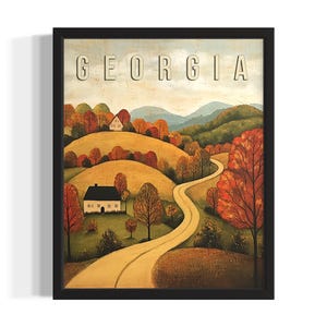Georgia Fall States Art Print, woonkamer muurkunstposter, origineel schilderij artwork decor