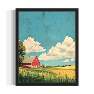 Iowa Farmland State Park State Park States Art Print, Living Room Wall Art Poster, Original Painting Artwork Decor