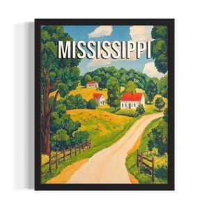 Mississippi Summer States Poster Art Print, Living Room Wall Art Poster, Original Painting Artwork Decor