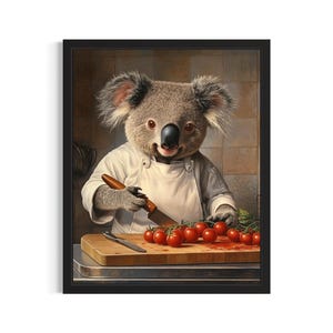 Koala Animal Chef Poster Art Print, Kitchen Wall Art Poster, Original Painting Artwork Decor