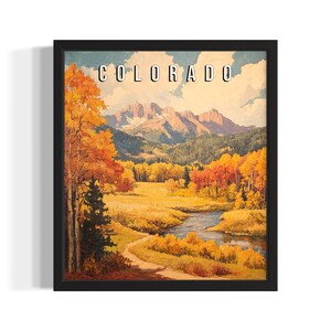 Colorado Falls States Art Print, Living Room Wall Art Poster, Original Painting Artwork Decor
