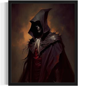 Böser Gesichtsloser schwarzer Zauberer Kunstdruck, Gruselige Gruselige Gothic Wand Kunst Anstrich Dekor Foto