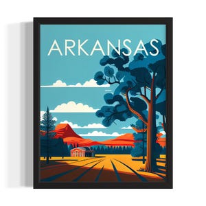 Arkansas Nature States Art Print, Living Room Wall Art Poster, Original Painting Artwork Decor
