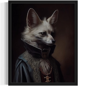Jackal Art Print, Scary Spooky Gothic Wall Art Painting Decor Photo
