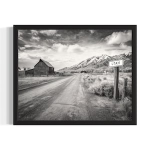 Utah Vintage Black and White States Poster Art Print, Living Room Wall Art Poster, Original Painting Artwork Decor