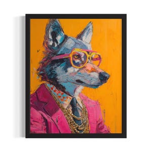 Wolf Animal Poster Art Print, Living Room Wall Art Poster, Original Painting Artwork Decor