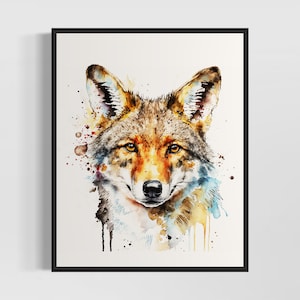 Coyote Watercolor Art Print, Coyote Painting Wall Art Decor, Original Artwork  by Artist
