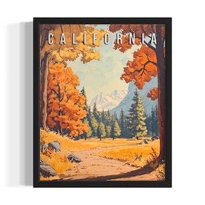 California Falls States Art Print, Living Room Wall Art Poster, Original Painting Artwork Decor