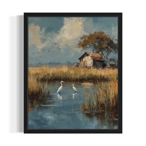 Louisiana’s wild marshlands States Art Print, Living Room Wall Art Poster, Original Painting Artwork Decor