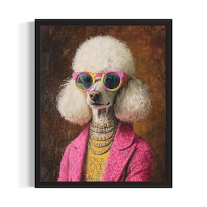 Poodle Dog Poster Art Print, Living Room Wall Art Poster, Original Painting Artwork Decor