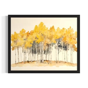Aspen Trees Poster Art Print, Living Room Wall Art Poster, Original Painting Artwork Decor
