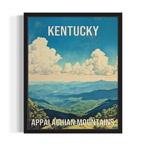 Kentucky Appalachian Mountains States Art Print, Living Room Wall Art Poster, Original Painting Artwork Decor