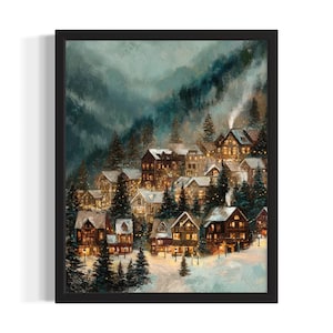 Washington mountain town States Poster Art Print, Living Room Wall Art Poster, Original Painting Artwork Decor