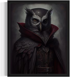 Schwarze Eule Kunstdruck, gruselige Gothic Wand-Dekor-Malerei-Dekor-Foto