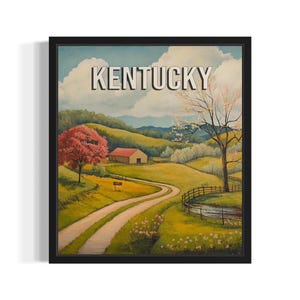 Kentucky Spring States Art Print, Living Room Wall Art Poster, Original Painting Artwork Decor