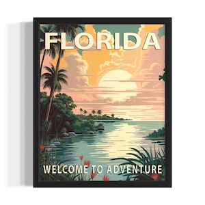Florida landschap staten kunstafdruk, woonkamer muur kunstposter, origineel schilderij artwork decor