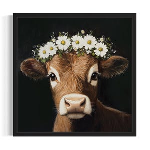 Cow Nursery Animal Poster Art Print, Living Room Wall Art Poster, Original Painting Artwork Decor