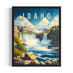 Idaho Shoshone Falls States Art Print, woonkamer muurkunstposter, origineel schilderij artwork decor