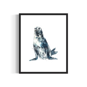 Seal Watercolor Art Print Poster, Animal Painting Wall Art Decor