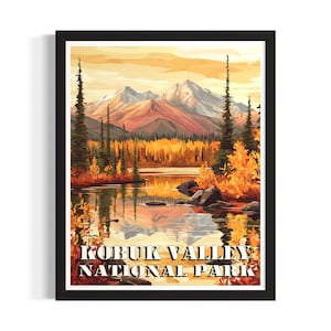 Kobuk Valley Vintage National Park Poster Art Print, Living Room Wall Art Poster, Original Painting Artwork Decor