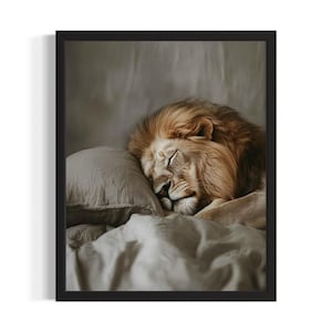Lion Animal Bedroom Poster Art Print, Bedroom Wall Art Poster, Original Painting Artwork Decor