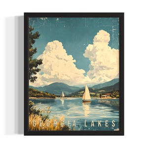 Georgia Lakes States Art Print, woonkamer muurkunstposter, origineel schilderij artwork decor