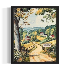 Georgië landschapsstaten kunstafdruk, woonkamer muurkunstposter, origineel schilderij artwork decor