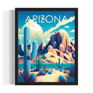 Arizona J States Art Print, Living Room Wall Art Poster, Original Painting Artwork Decor