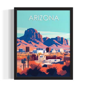 Arizona H States Art Print, Living Room Wall Art Poster, Original Painting Artwork Decor