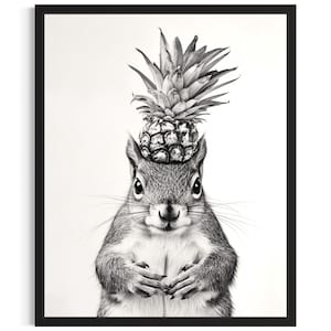 Eichhörnchen Tiere Poster Kunst Druck, Küche Wand Kunst Poster, Originale Malerei Kunstwerk Dekor