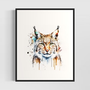 Bobcat Watercolor Art Print, Bobcat Painting Wall Art Decor, Original Artwork  by Artist
