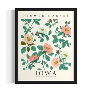 Iowa Flower Market State Park State Park States Art Print, Living Room Wall Art Poster, Original Painting Artwork Decor