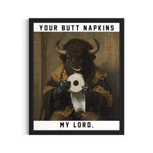Bison Butt Servietten Tiere Poster Kunstdruck, Restroom Wand Kunst Poster, Original Gemälde Kunstwerk Dekor