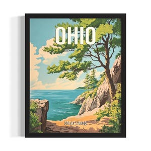 Ohio Great Lakes States Poster Art Print, Living Room Wall Art Poster, Original Painting Artwork Decor