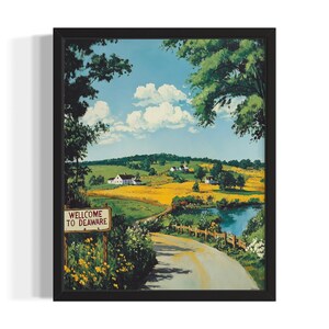 Delaware landscape States Art Print, Living Room Wall Art Poster, Original Painting Artwork Decor