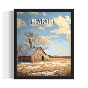 Alabama Winter States Art Print, Living Room Wall Art Poster, Original Painting Artwork Decor