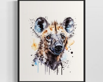 Hyena Watercolor Art Print, Hyena Painting Wall Art Decor, Original Artwork  by Artist