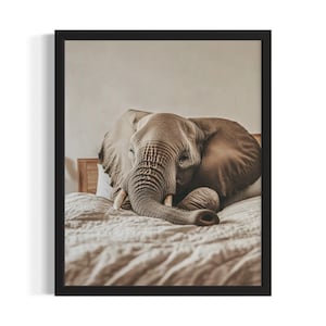 Elephant Animal Bedroom Poster Art Print, Bedroom Wall Art Poster, Original Painting Artwork Decor