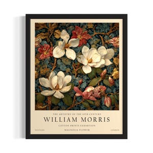 Magnolia William Morris Flower Poster Art Print, Living Room Wall Art Poster, Original Painting Artwork Decor