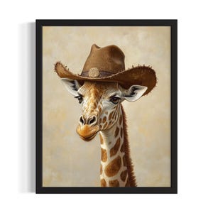 Cowboy Cowboy Giraffe Poster Art Print, Wohnzimmer Wand Kunst Poster, Originalgemälde Kunstwerk Dekor