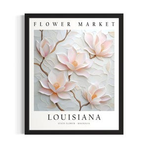 Louisiana State Flower Market Poster Art Print, Living Room Wall Art Poster, Original Painting Artwork Decor