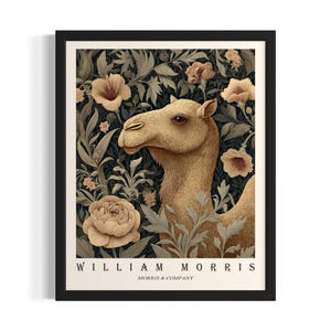 Camel William Morris Animal Poster Art Print, Living Room Wall Art Poster, Original Painting Artwork Decor