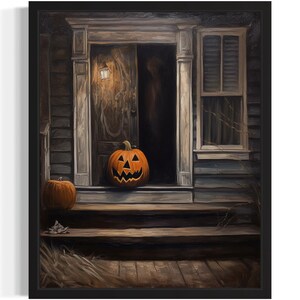 Pumpkin Art Print, Scary Spooky Gothic Wall Art Painting Decor Photo