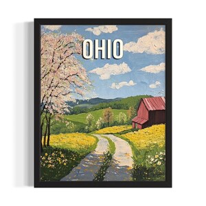 Ohio Spring States Poster Art Print, Living Room Wall Art Poster, Original Painting Artwork Decor