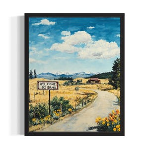 Idaho Welcome States Art Print, woonkamer muurkunstposter, origineel schilderij artwork decor