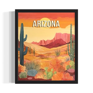 Arizona States Art Print, Living Room Wall Art Poster, Original Painting Artwork Decor